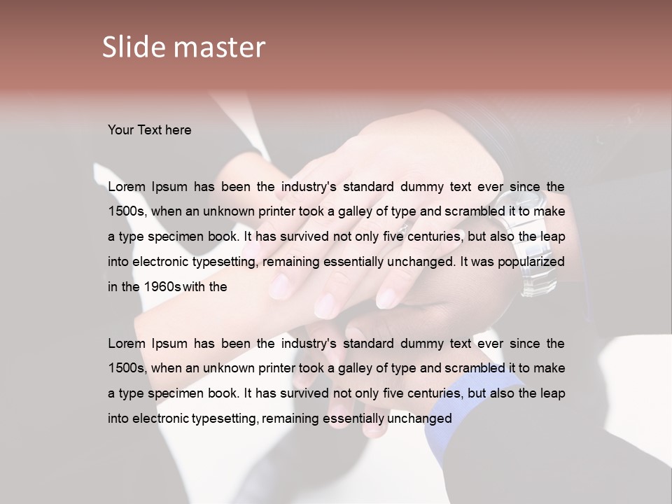 A Diverse Group Of Workers With Their Hands Together In Form Of Teamwork PowerPoint Template