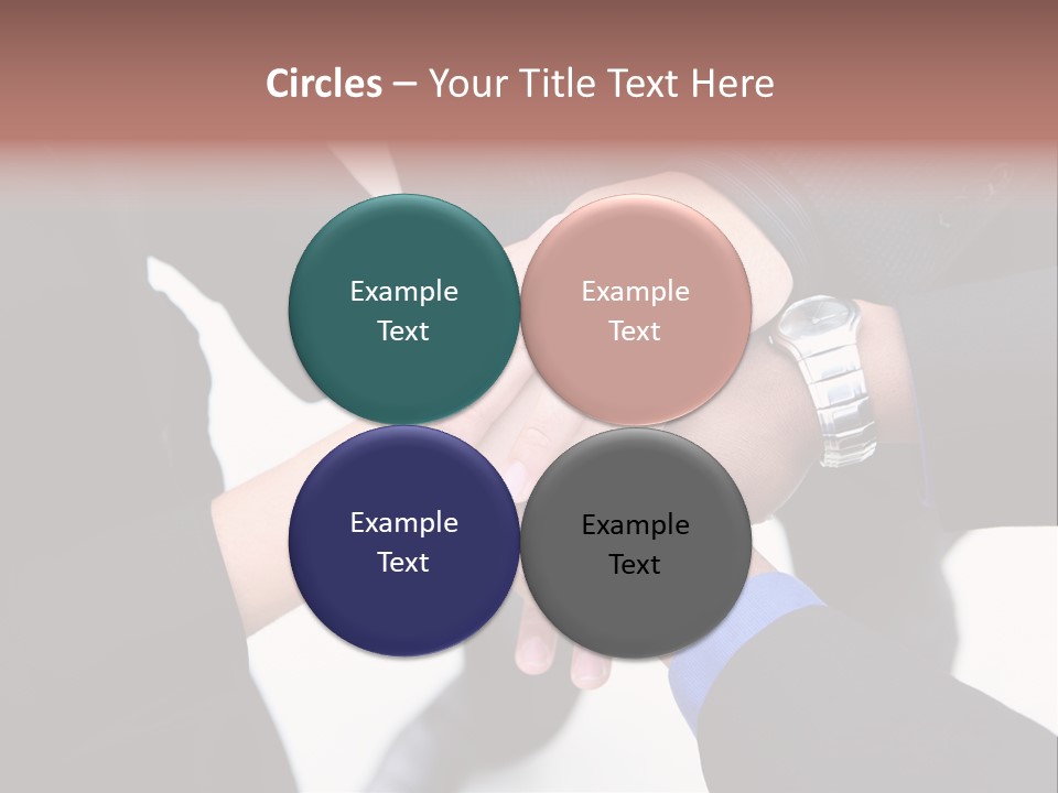 A Diverse Group Of Workers With Their Hands Together In Form Of Teamwork PowerPoint Template