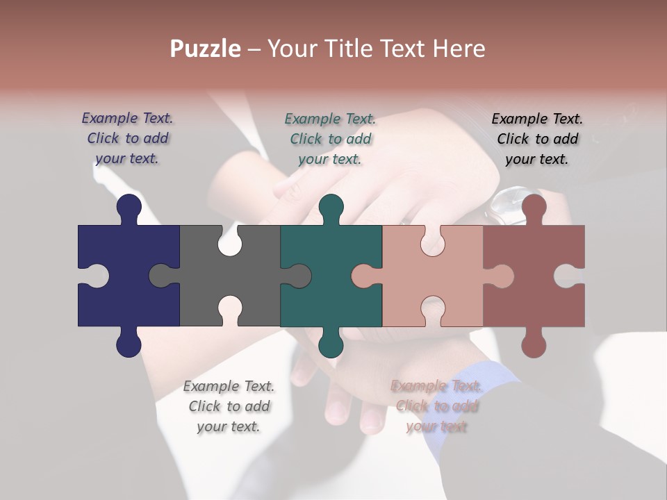 A Diverse Group Of Workers With Their Hands Together In Form Of Teamwork PowerPoint Template