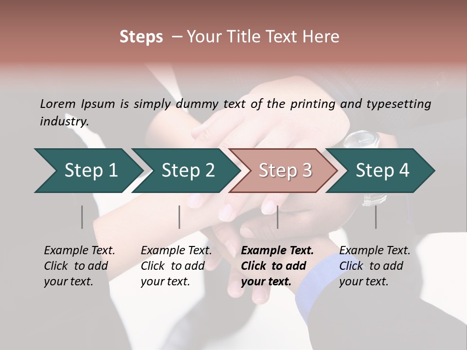 A Diverse Group Of Workers With Their Hands Together In Form Of Teamwork PowerPoint Template