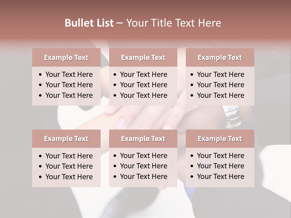 A Diverse Group Of Workers With Their Hands Together In Form Of Teamwork PowerPoint Template
