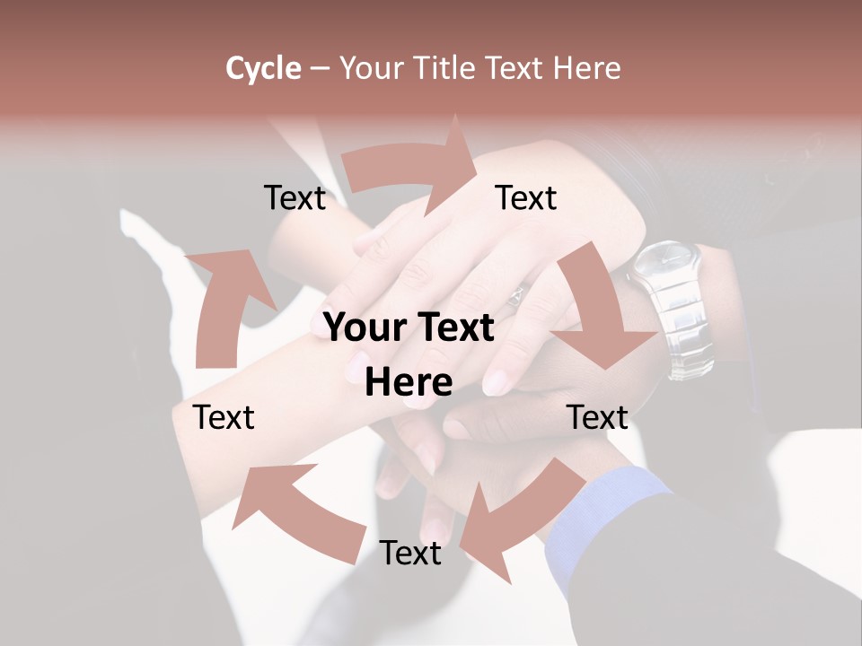 A Diverse Group Of Workers With Their Hands Together In Form Of Teamwork PowerPoint Template