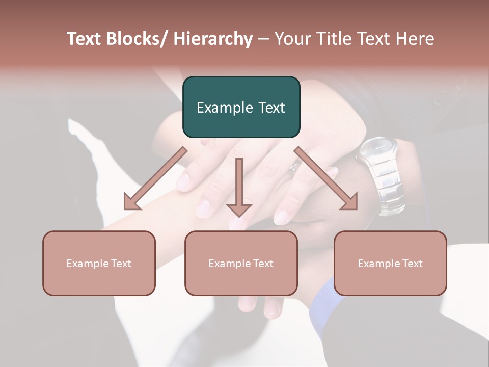 A Diverse Group Of Workers With Their Hands Together In Form Of Teamwork PowerPoint Template
