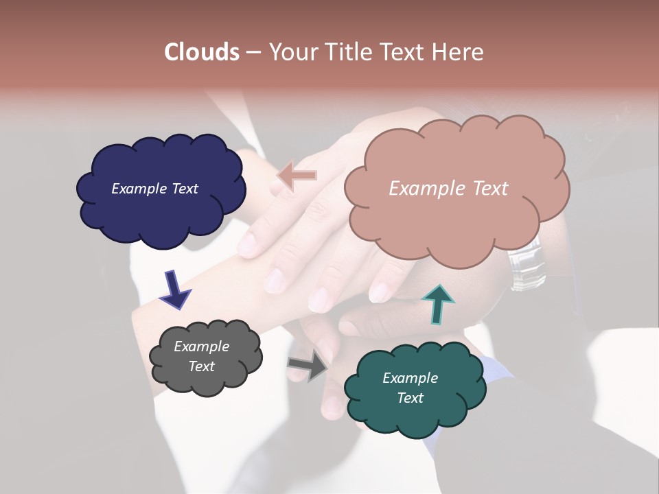 A Diverse Group Of Workers With Their Hands Together In Form Of Teamwork PowerPoint Template