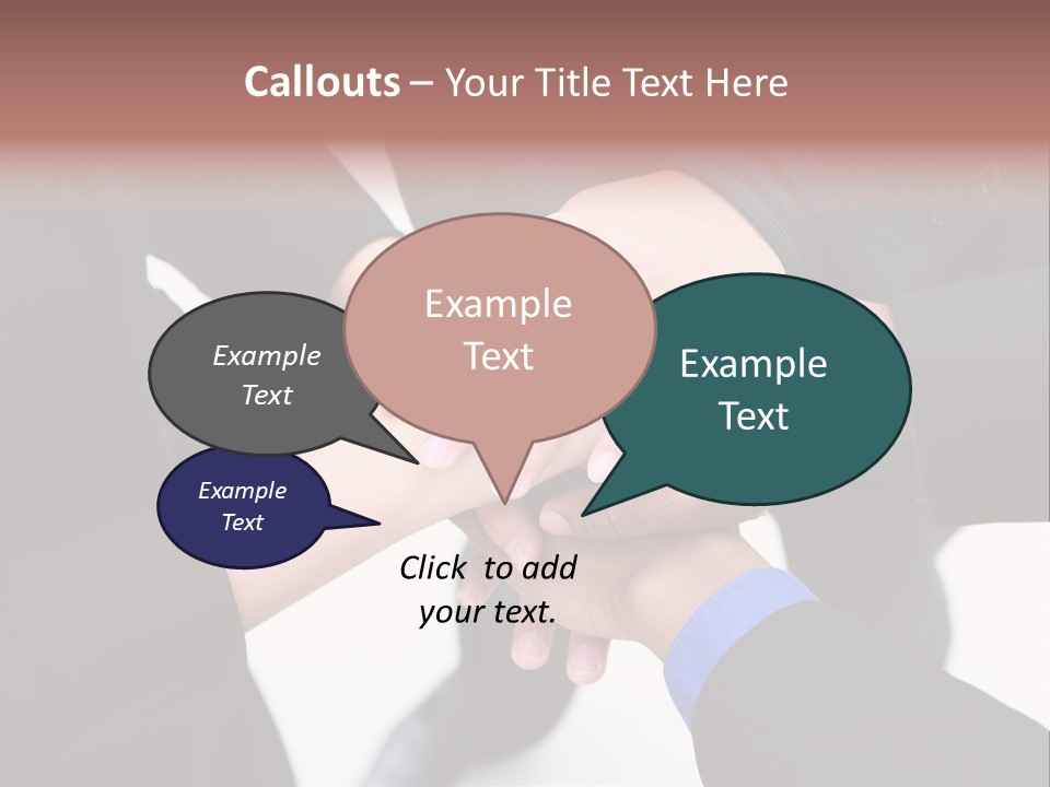 A Diverse Group Of Workers With Their Hands Together In Form Of Teamwork PowerPoint Template