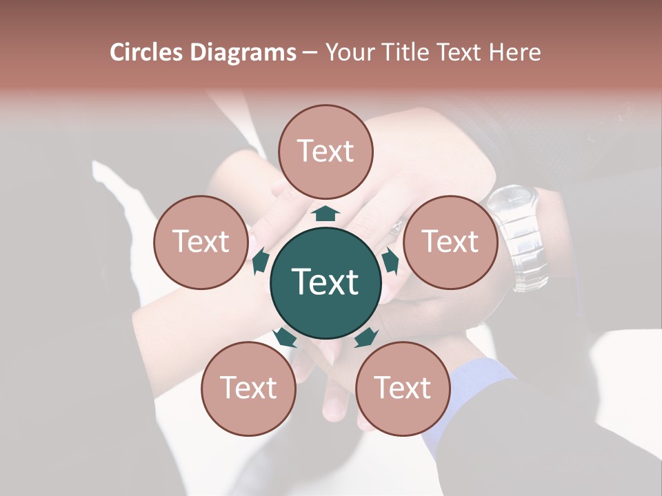 A Diverse Group Of Workers With Their Hands Together In Form Of Teamwork PowerPoint Template