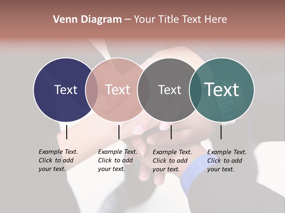 A Diverse Group Of Workers With Their Hands Together In Form Of Teamwork PowerPoint Template