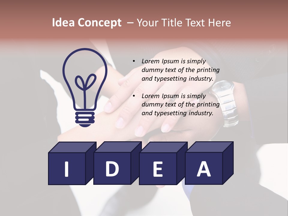 A Diverse Group Of Workers With Their Hands Together In Form Of Teamwork PowerPoint Template