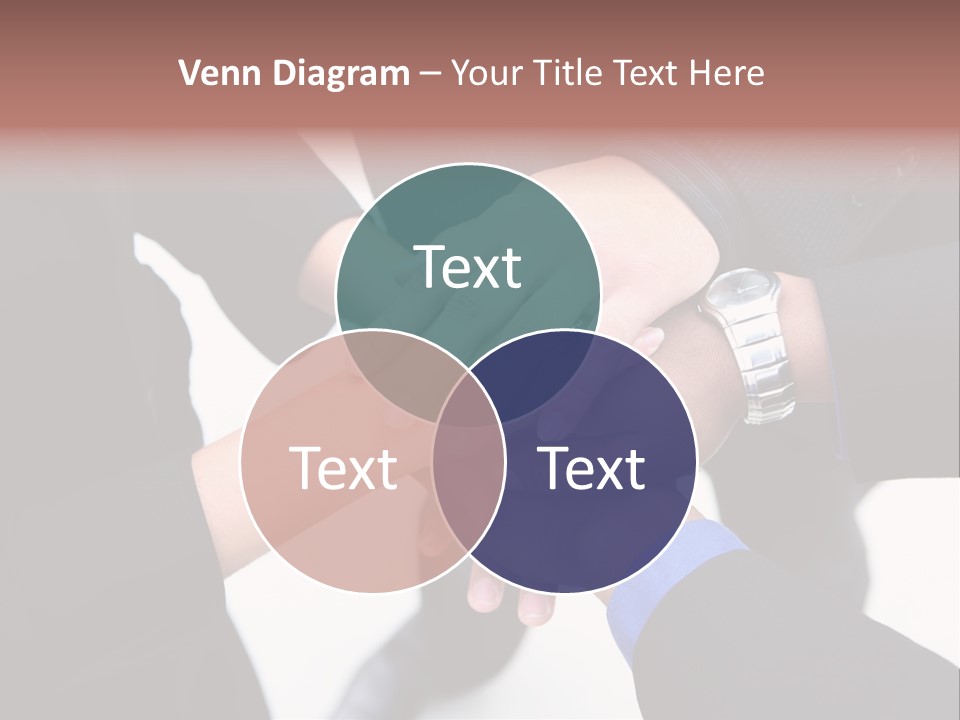 A Diverse Group Of Workers With Their Hands Together In Form Of Teamwork PowerPoint Template