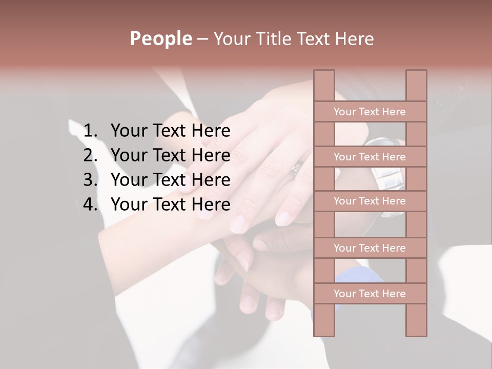 A Diverse Group Of Workers With Their Hands Together In Form Of Teamwork PowerPoint Template