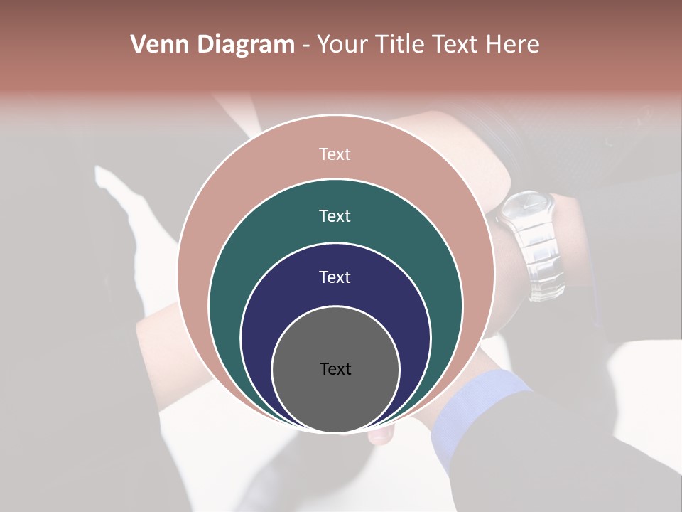 A Diverse Group Of Workers With Their Hands Together In Form Of Teamwork PowerPoint Template