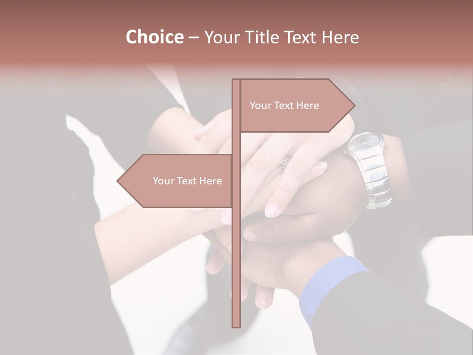 A Diverse Group Of Workers With Their Hands Together In Form Of Teamwork PowerPoint Template