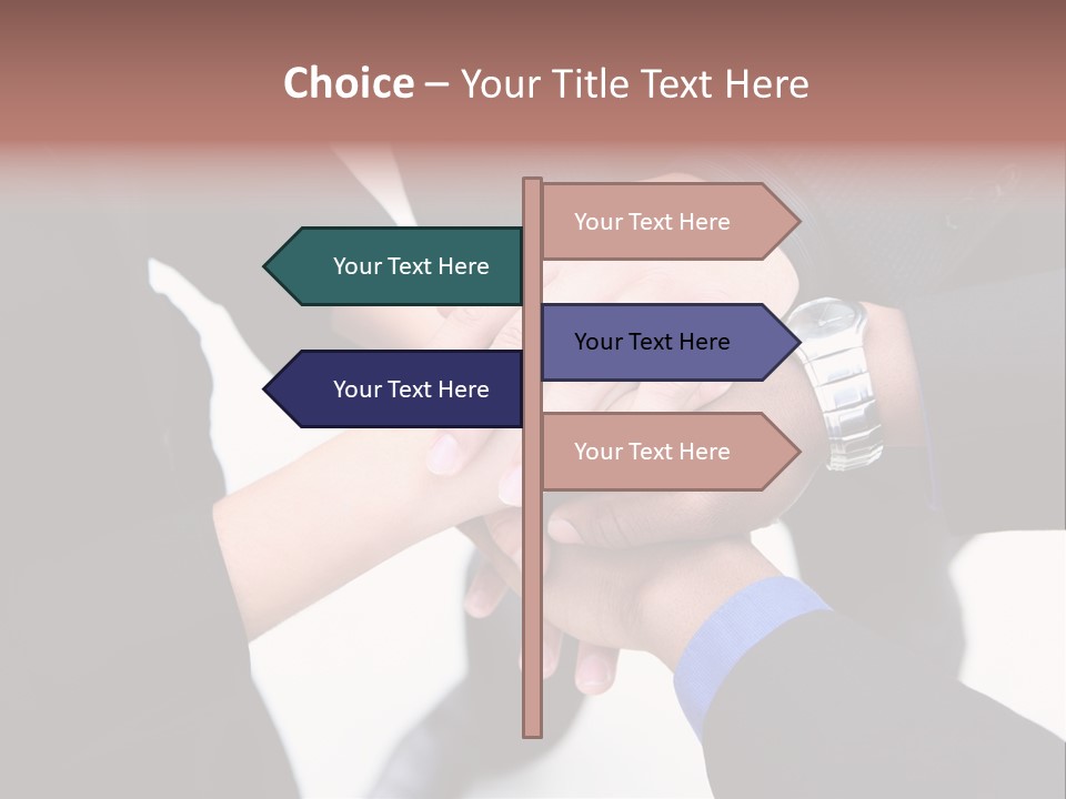A Diverse Group Of Workers With Their Hands Together In Form Of Teamwork PowerPoint Template