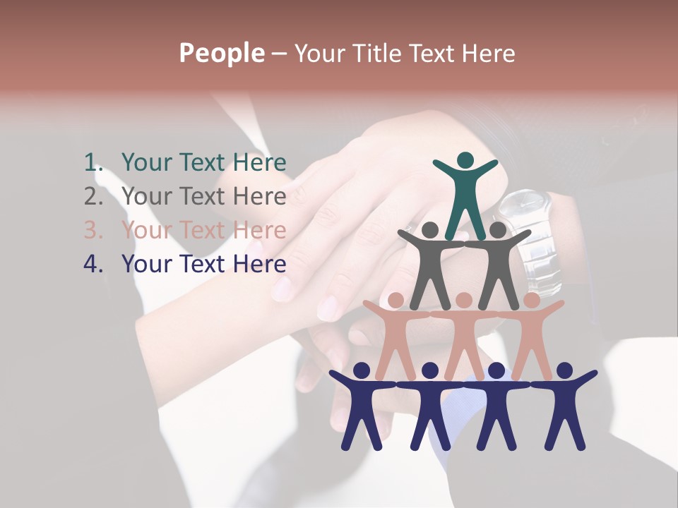 A Diverse Group Of Workers With Their Hands Together In Form Of Teamwork PowerPoint Template