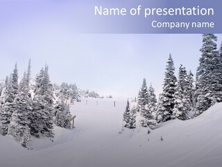 A Snow Covered Mountain With Trees In The Background PowerPoint Template