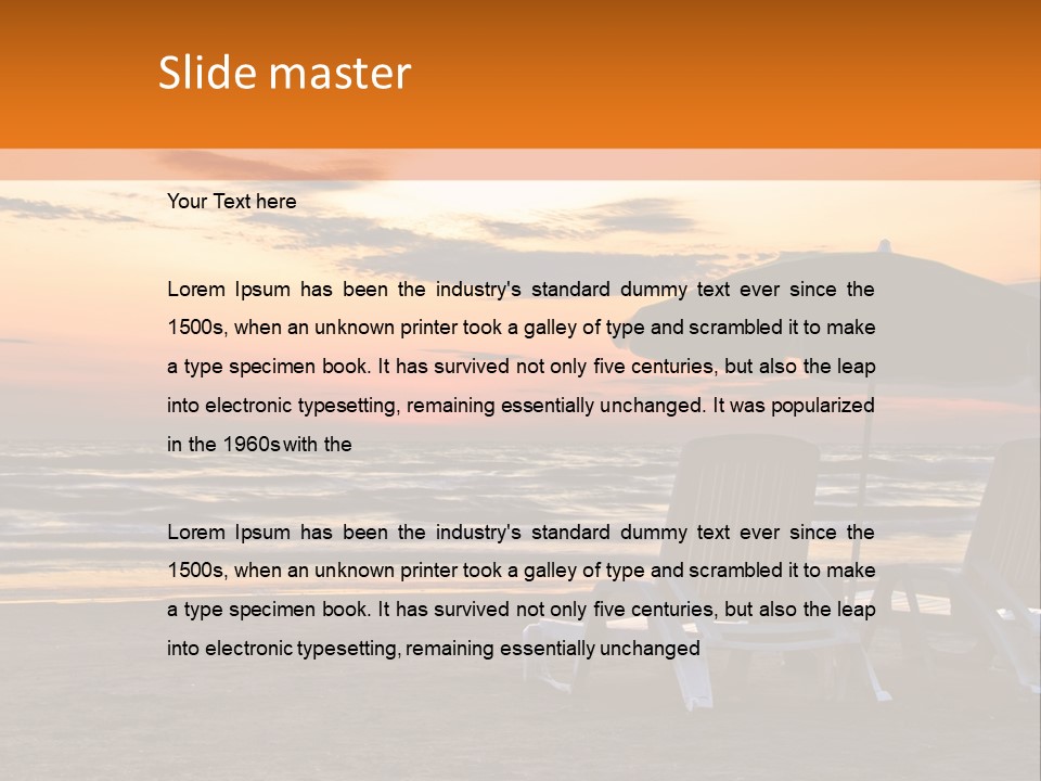 Two Beach Chairs Before Sunrise PowerPoint Template