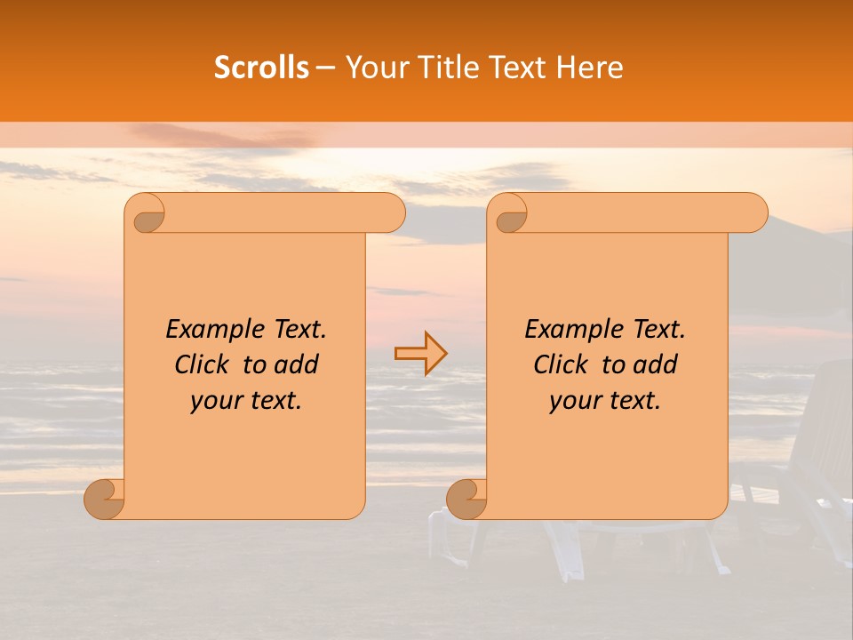 Two Beach Chairs Before Sunrise PowerPoint Template