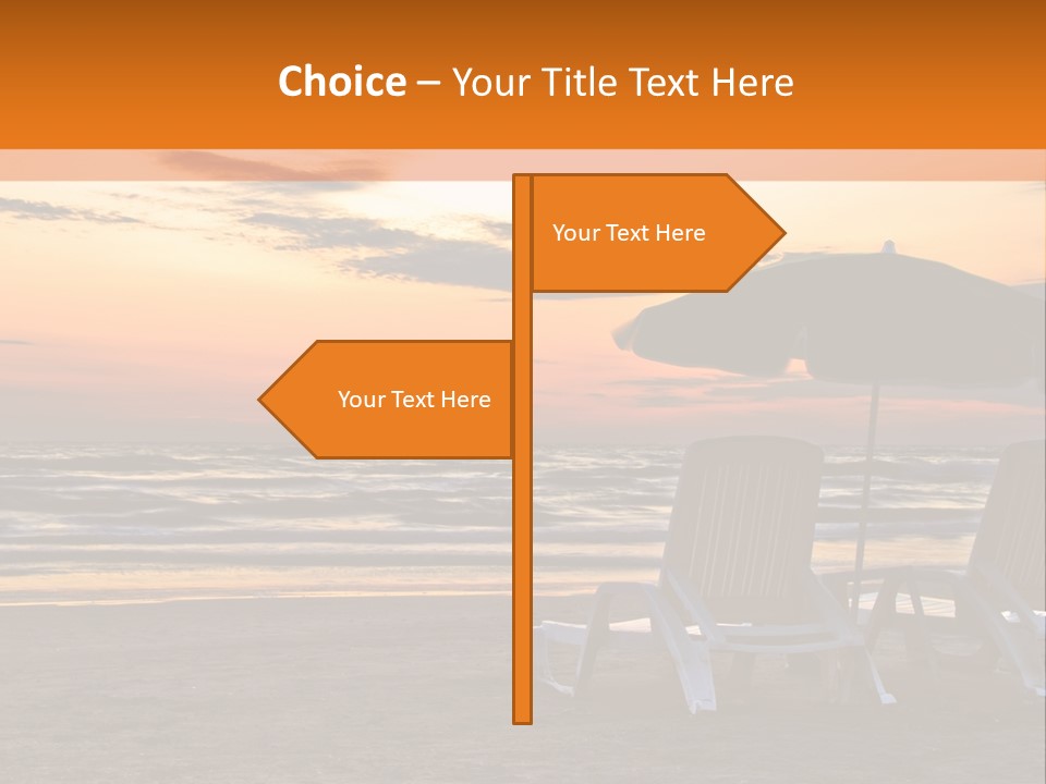 Two Beach Chairs Before Sunrise PowerPoint Template