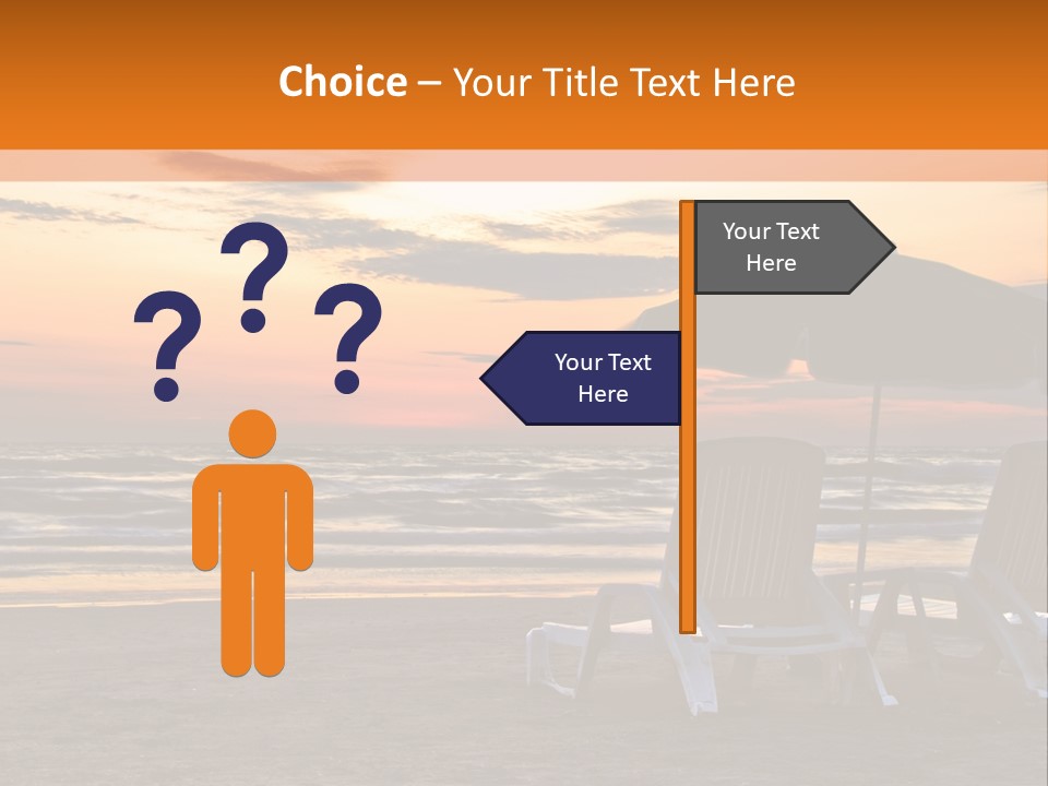 Two Beach Chairs Before Sunrise PowerPoint Template