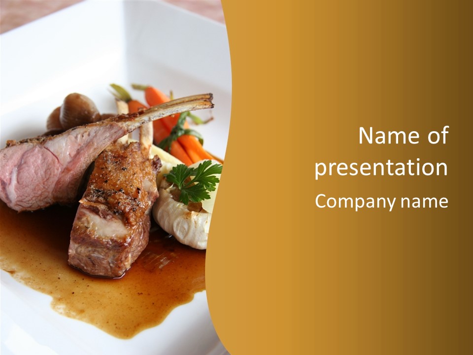 Rack Of Lamb With Pickled Poached Onions, Grapefruit And Baby Carrots PowerPoint Template