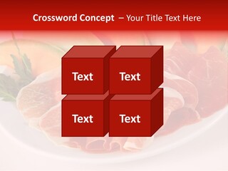 A Plate Of Food With Meat And Fruit On It PowerPoint Template