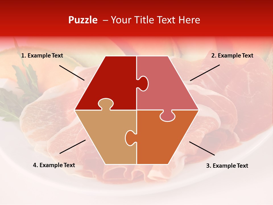 A Plate Of Food With Meat And Fruit On It PowerPoint Template