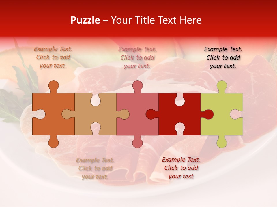 A Plate Of Food With Meat And Fruit On It PowerPoint Template
