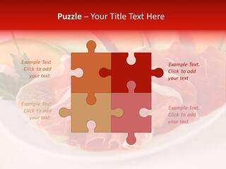 A Plate Of Food With Meat And Fruit On It PowerPoint Template