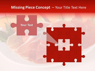 A Plate Of Food With Meat And Fruit On It PowerPoint Template