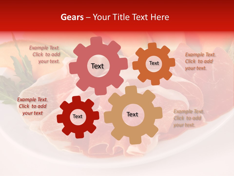 A Plate Of Food With Meat And Fruit On It PowerPoint Template