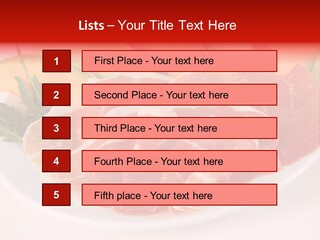 A Plate Of Food With Meat And Fruit On It PowerPoint Template