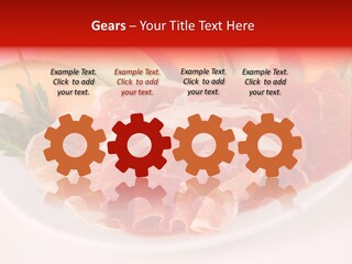 A Plate Of Food With Meat And Fruit On It PowerPoint Template