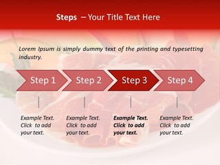 A Plate Of Food With Meat And Fruit On It PowerPoint Template