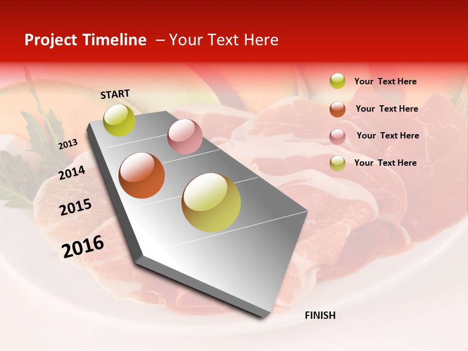 A Plate Of Food With Meat And Fruit On It PowerPoint Template