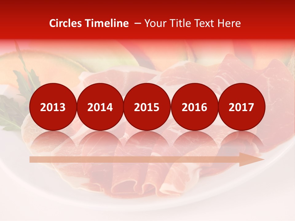 A Plate Of Food With Meat And Fruit On It PowerPoint Template