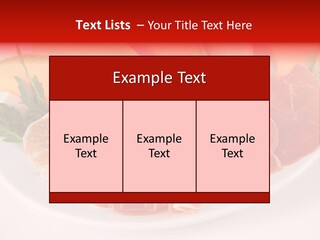 A Plate Of Food With Meat And Fruit On It PowerPoint Template
