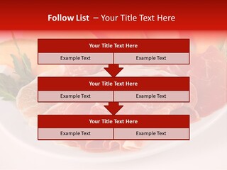 A Plate Of Food With Meat And Fruit On It PowerPoint Template