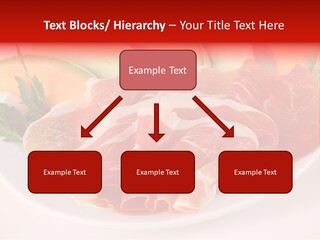 A Plate Of Food With Meat And Fruit On It PowerPoint Template