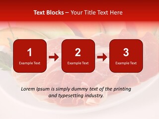A Plate Of Food With Meat And Fruit On It PowerPoint Template