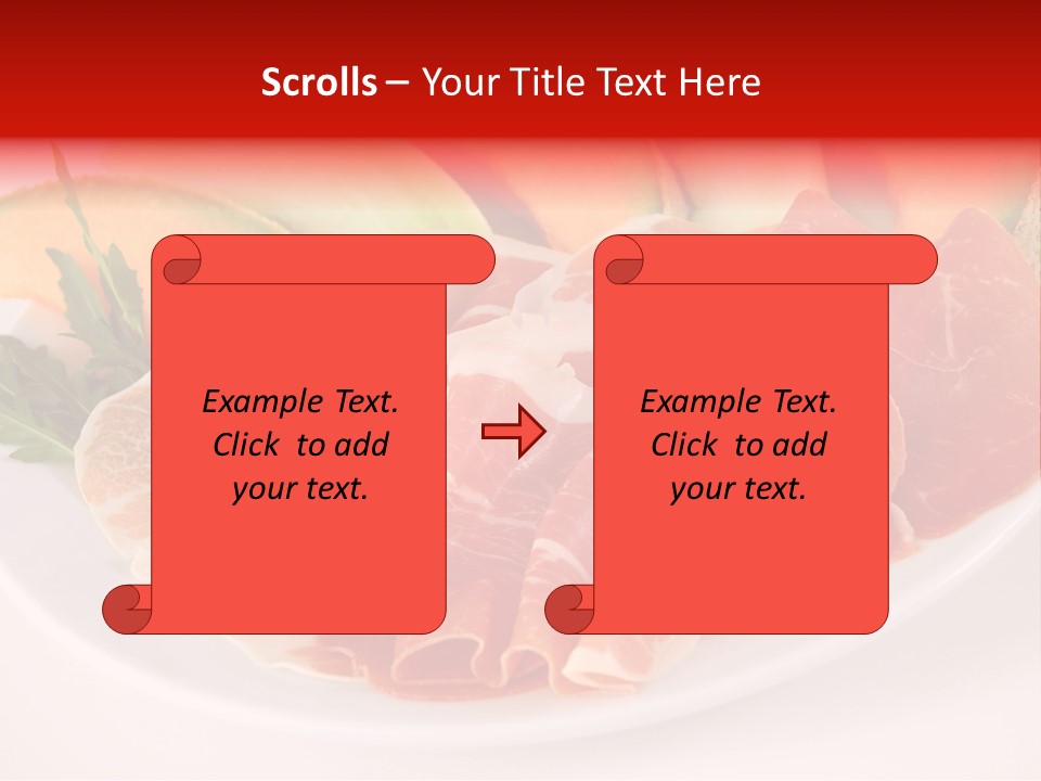 A Plate Of Food With Meat And Fruit On It PowerPoint Template