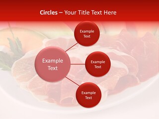 A Plate Of Food With Meat And Fruit On It PowerPoint Template