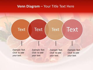A Plate Of Food With Meat And Fruit On It PowerPoint Template