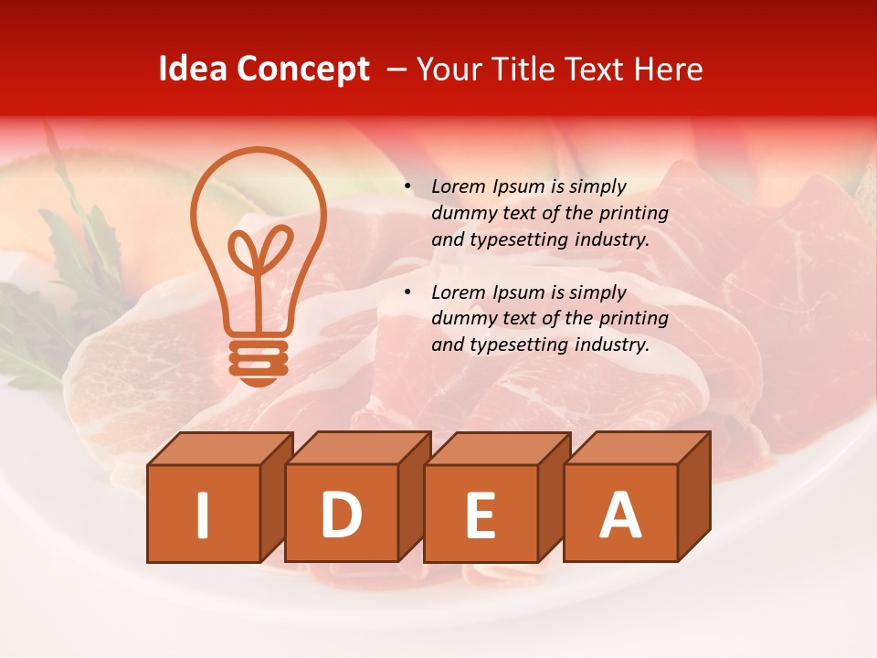 A Plate Of Food With Meat And Fruit On It PowerPoint Template