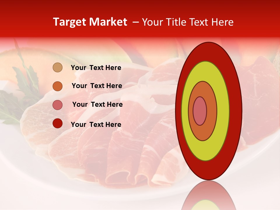 A Plate Of Food With Meat And Fruit On It PowerPoint Template