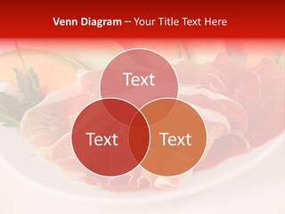 A Plate Of Food With Meat And Fruit On It PowerPoint Template