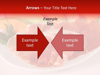 A Plate Of Food With Meat And Fruit On It PowerPoint Template