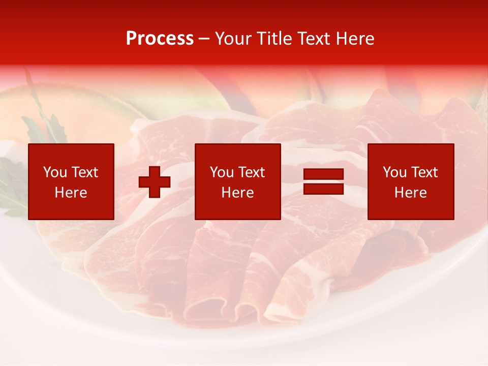 A Plate Of Food With Meat And Fruit On It PowerPoint Template