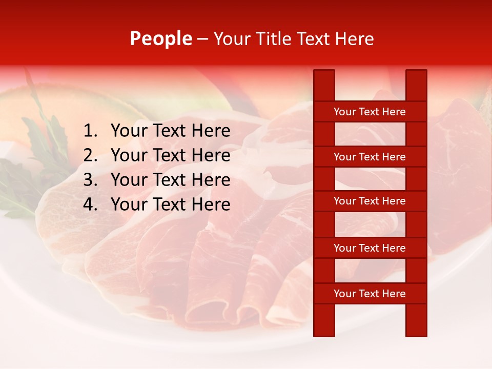 A Plate Of Food With Meat And Fruit On It PowerPoint Template