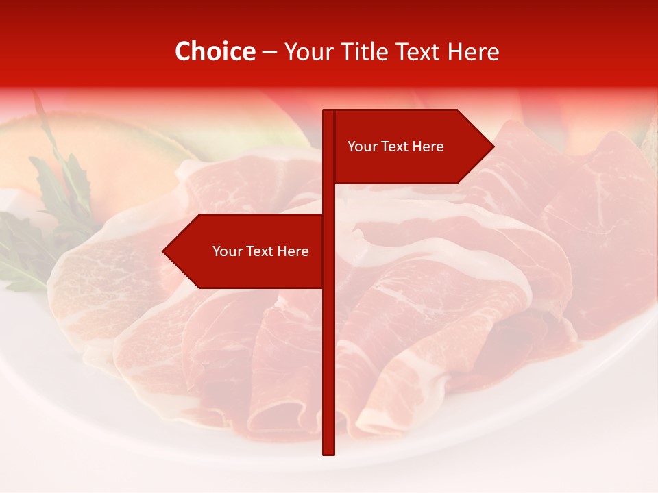 A Plate Of Food With Meat And Fruit On It PowerPoint Template
