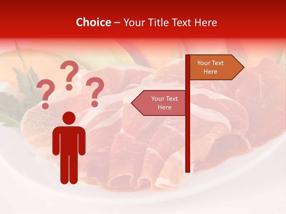 A Plate Of Food With Meat And Fruit On It PowerPoint Template